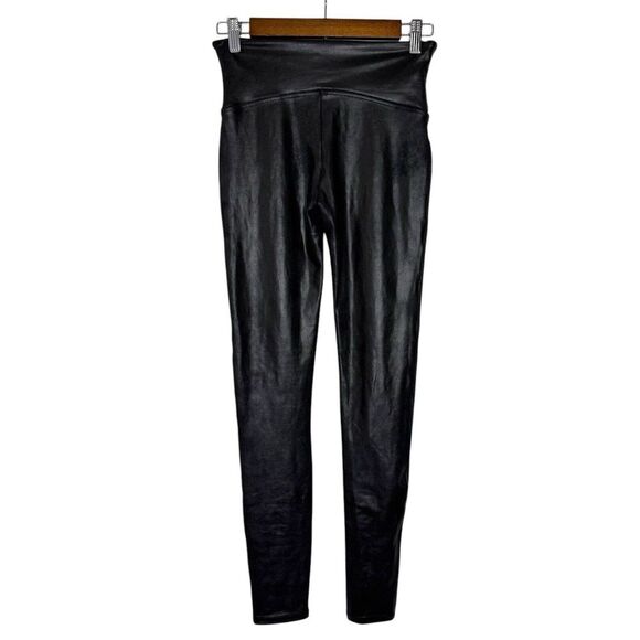 NWOT Spanx Leggings M Faux Leather Shaping Slimming Pants Liquid Look Pull On - Picture 4 of 8